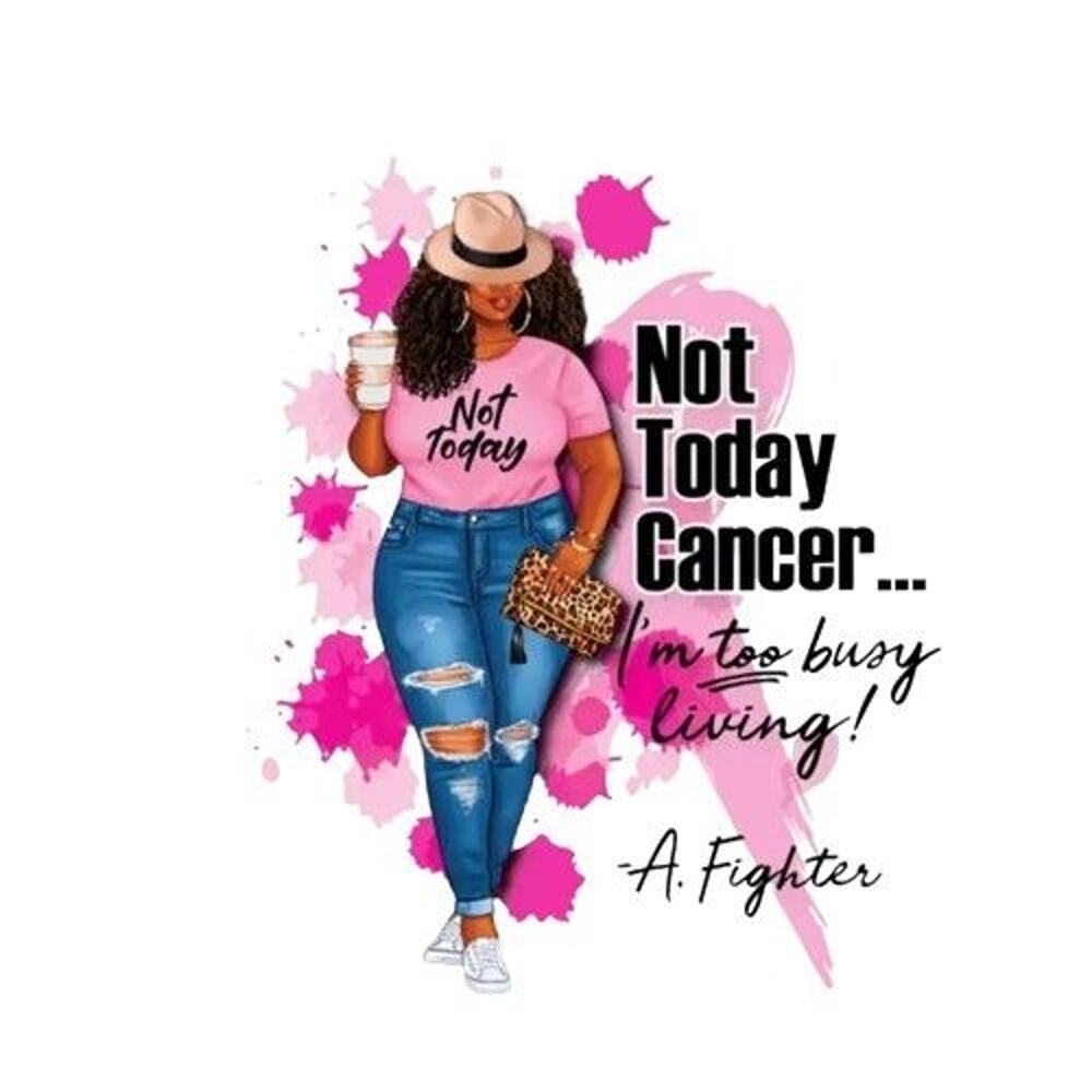 Not Today Cancer Awareness Pink Ribbon Design Trendy Iron-on Heat Transfer
